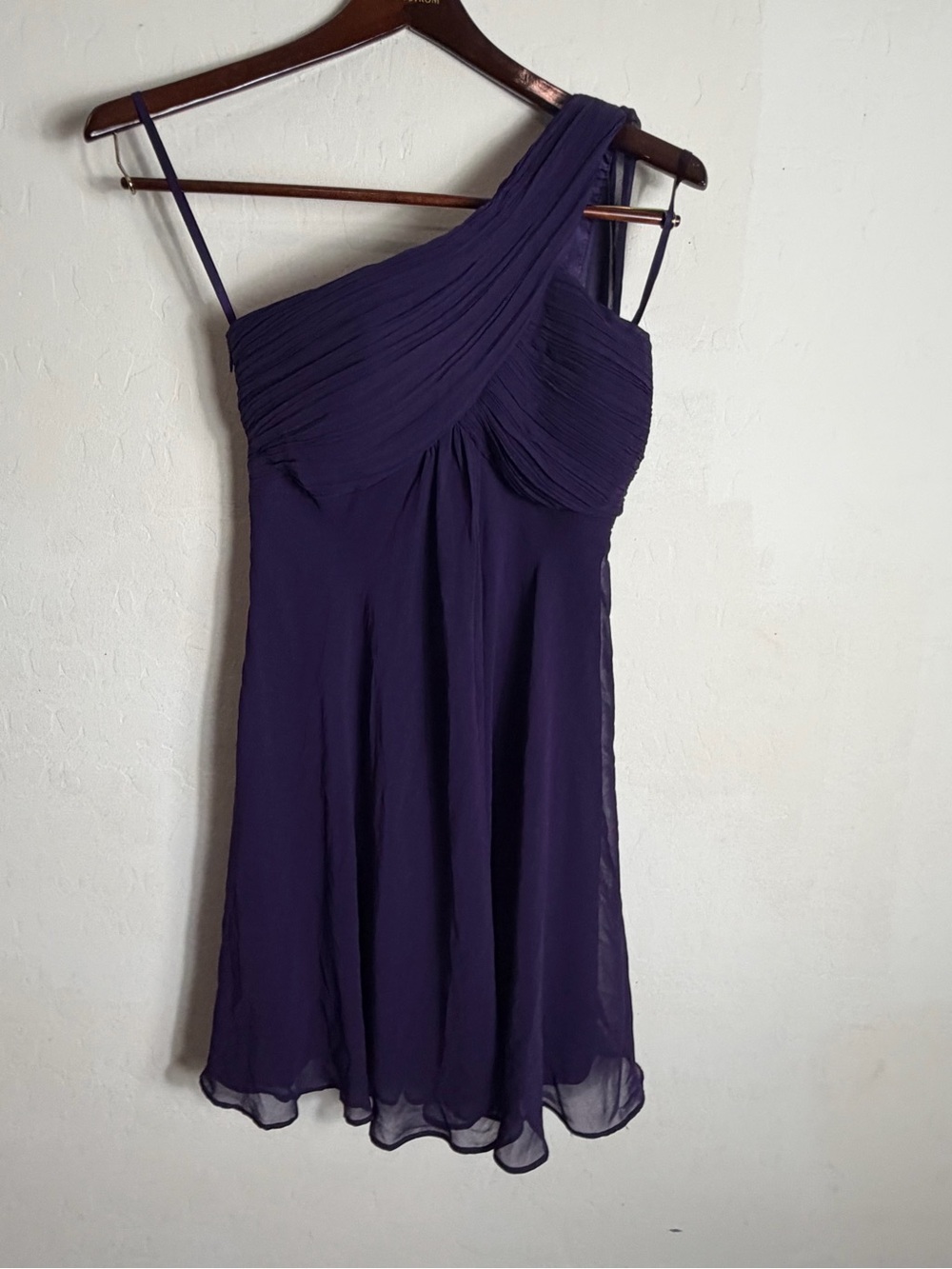 One-Shoulder Deep Purple Chiffon Dress